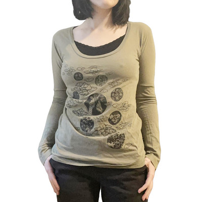 Moda femei y2k Fairy Grunge Crop Tops Estetic Sun Print Tricouri cu mânecă lungă Tricouri grafice vintage Imbracaminte de stradă