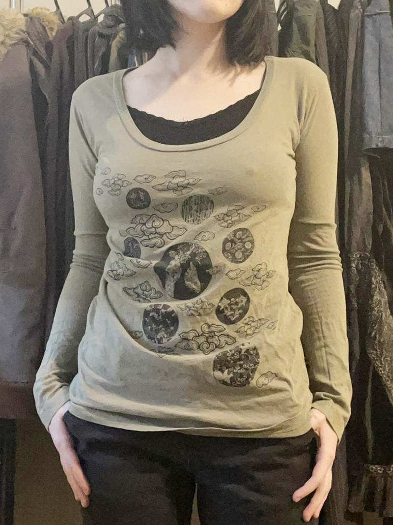 Moda femei y2k Fairy Grunge Crop Tops Estetic Sun Print Tricouri cu mânecă lungă Tricouri grafice vintage Imbracaminte de stradă