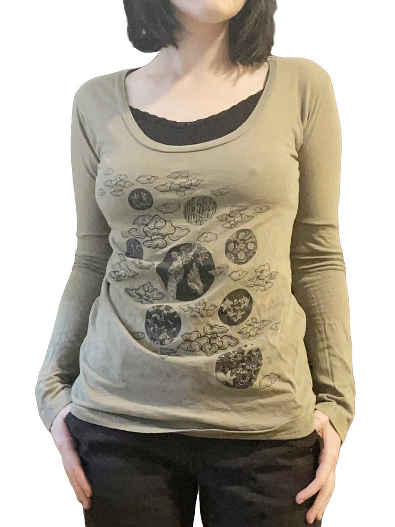 Moda femei y2k Fairy Grunge Crop Tops Estetic Sun Print Tricouri cu mânecă lungă Tricouri grafice vintage Imbracaminte de stradă