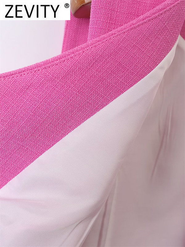 Zevity Ženska modna jakna s V izrezom, jednoredno kopčanje, ležerna kratka jakna s prslukom, uredska ženska majica bez rukava, tanki gornji dio prsluka CT4235