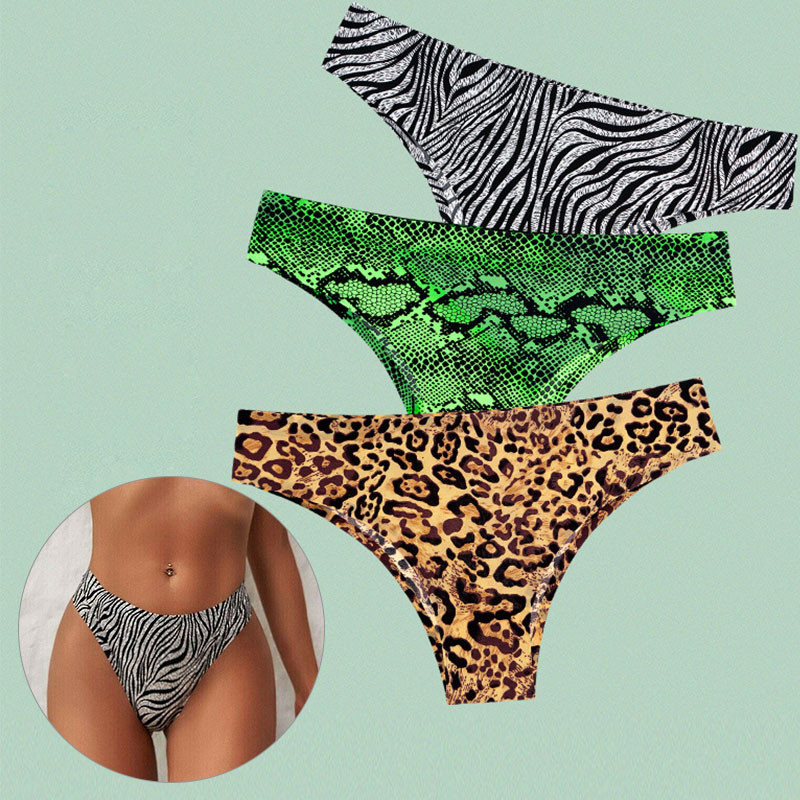 Leopard Ice Silk vékony sport alsónadrág intim szexi női bugyi és tangák fehérnemű szexhez Tiger Zebra bugyi alsónadrág