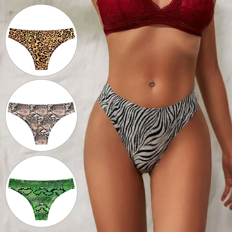 Leopard Ice Silk vékony sport alsónadrág intim szexi női bugyi és tangák fehérnemű szexhez Tiger Zebra bugyi alsónadrág