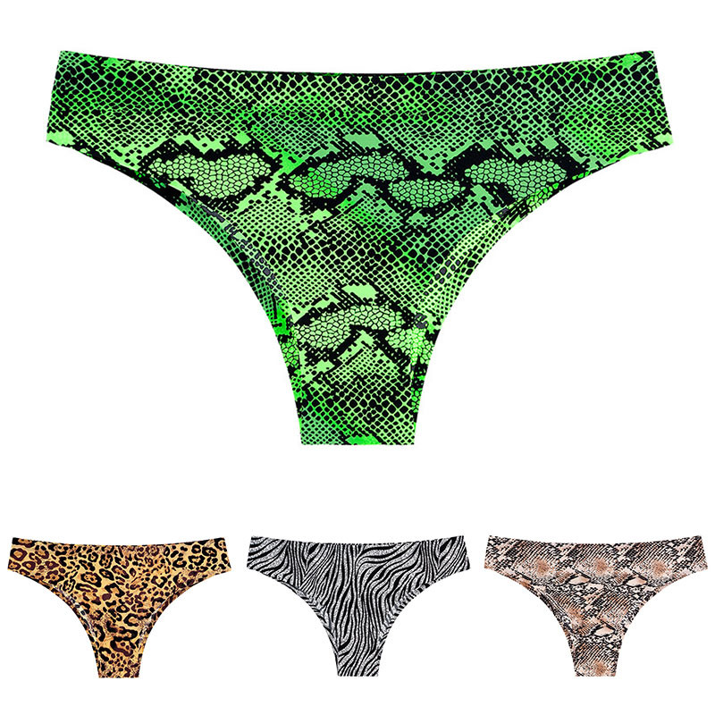 Leopard Ice Silk vékony sport alsónadrág intim szexi női bugyi és tangák fehérnemű szexhez Tiger Zebra bugyi alsónadrág