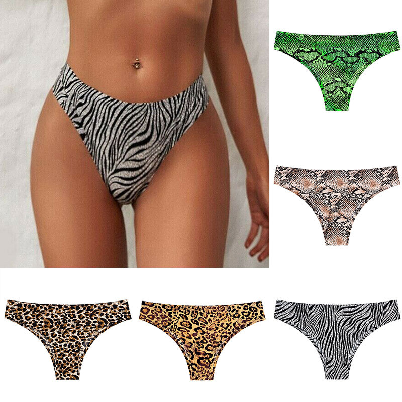 Leopard Ice Silk vékony sport alsónadrág intim szexi női bugyi és tangák fehérnemű szexhez Tiger Zebra bugyi alsónadrág