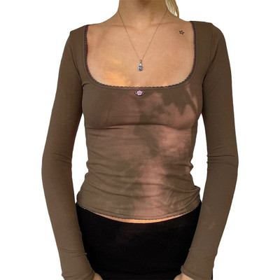 Ženske kratke majice s dugim rukavima, majice s kratkim rukavima, ležerne jednobojne majice s četvrtastim ovratnikom, gornji dijelovi ulične ženske majice, klupska odjeća