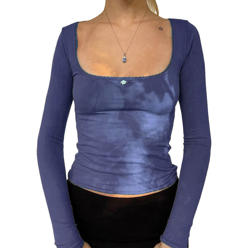 Ženske kratke majice s dugim rukavima, majice s kratkim rukavima, ležerne jednobojne majice s četvrtastim ovratnikom, gornji dijelovi ulične ženske majice, klupska odjeća