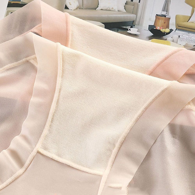 Chiloți din mătase de gheață pentru femei Slip transparent sexy, fără sudură, respirabil, cu talie medie, lenjerie confortabilă moale pentru femei