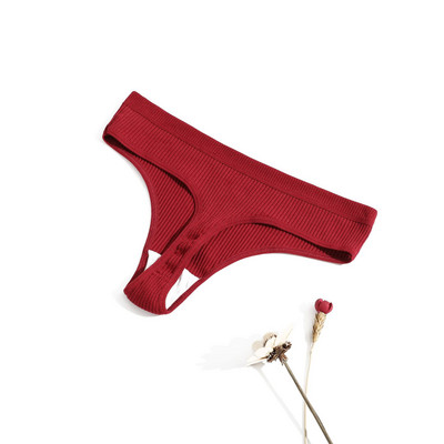 Chiloți cu nervuri fără cusături Chiloți pentru damă Chiloți cu talie joasă G-string din bumbac confortabil Lenjerie de corp de culoare solidă Lenjerie pentru femei