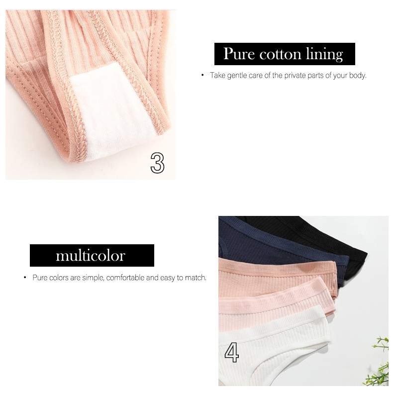 Chiloți cu nervuri fără cusături Chiloți pentru damă Chiloți cu talie joasă G-string din bumbac confortabil Lenjerie de corp de culoare solidă Lenjerie pentru femei