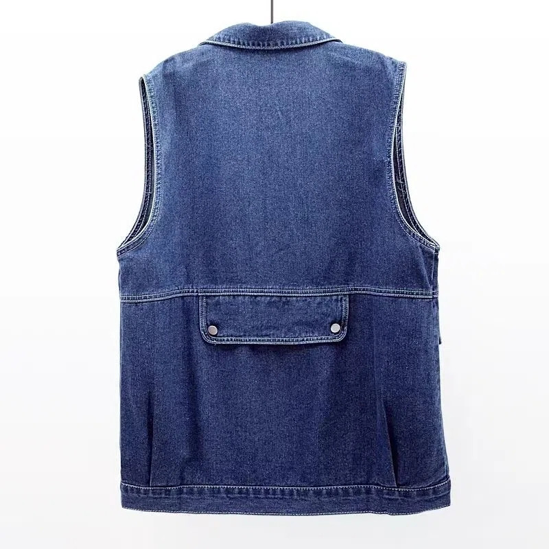 2023Nová jednoradová džínsová vesta pre ženy, jesenná džínsová vesta bez rukávov, vesta pre ženy, džínsová vesta, kabát, krátka bunda pre ženy