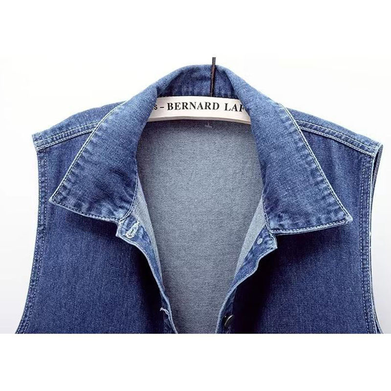 2023Nová jednoradová džínsová vesta pre ženy, jesenná džínsová vesta bez rukávov, vesta pre ženy, džínsová vesta, kabát, krátka bunda pre ženy