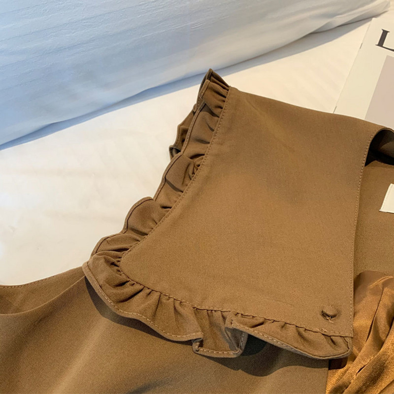 Kórejská verzia 2023 Letná dámska vesta s volánikovým výstrihom Peter Pan bez rukávov, sako, dámska ležérna voľná kávová vesta