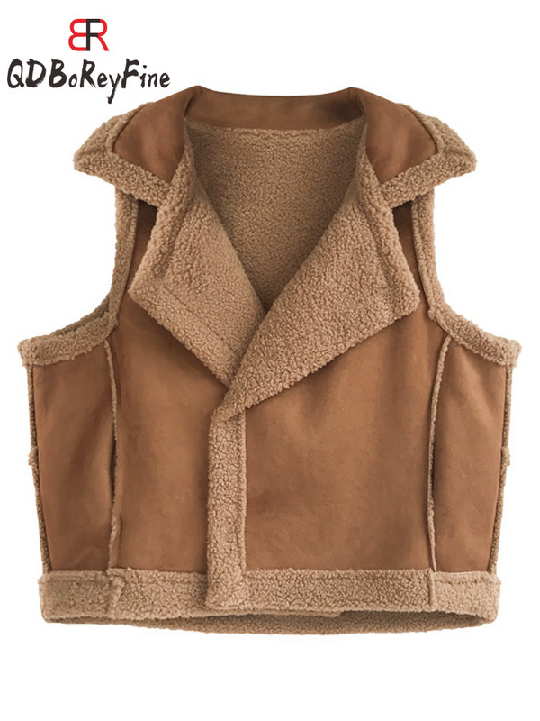 Φθινοπωρινό γυναικείο γιλέκο βελούδινο κομμένο τοπ Χοντρό ζεστό χειμωνιάτικο παλτό αμάνικο ζακέτα casual αρνί γιλέκο για γυναίκες μόδα 2023