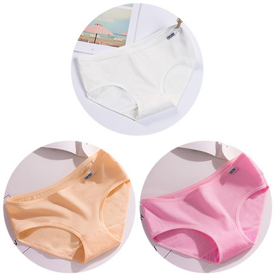 3 bucăți/set Lenjerie de corp de culoare bomboană Chiloți confortabili din bumbac de înaltă calitate Chiloți respirabili cu talie mijlocie Slip marimi mari