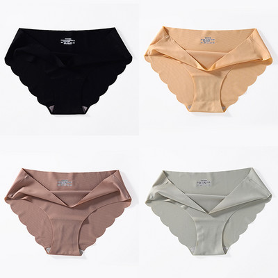 4 buc./lot Chiloți fără cusături pentru femei Chiloți simpli Slip din mătase Lenjerie de corp pentru femeie, moale, subțire, ușoară, Chiloți Culotte Femme