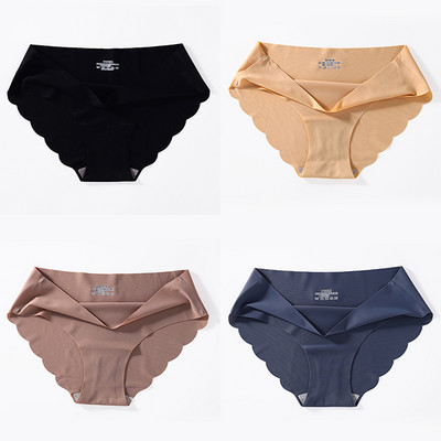 4 buc./lot Chiloți fără cusături pentru femei Chiloți simpli Slip din mătase Lenjerie de corp pentru femeie, moale, subțire, ușoară, Chiloți Culotte Femme