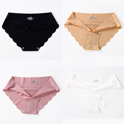 4 buc./lot Chiloți fără cusături pentru femei Chiloți simpli Slip din mătase Lenjerie de corp pentru femeie, moale, subțire, ușoară, Chiloți Culotte Femme