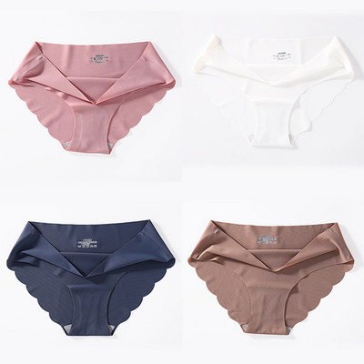 4 buc./lot Chiloți fără cusături pentru femei Chiloți simpli Slip din mătase Lenjerie de corp pentru femeie, moale, subțire, ușoară, Chiloți Culotte Femme