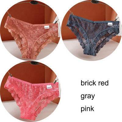 3 vnt / rinkinys apatinis trikotažas Seksualios moteriškos nėriniuotos kelnaitės Apatiniai apatiniai moteriški apatiniai kelnaitės 6 vienspalvės minkštos moteriškos kelnaitės intymios