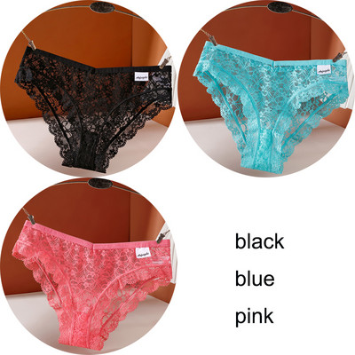 3 vnt / rinkinys apatinis trikotažas Seksualios moteriškos nėriniuotos kelnaitės Apatiniai apatiniai moteriški apatiniai kelnaitės 6 vienspalvės minkštos moteriškos kelnaitės intymios