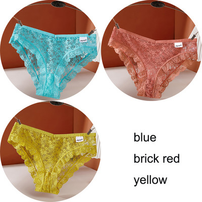 3 vnt / rinkinys apatinis trikotažas Seksualios moteriškos nėriniuotos kelnaitės Apatiniai apatiniai moteriški apatiniai kelnaitės 6 vienspalvės minkštos moteriškos kelnaitės intymios