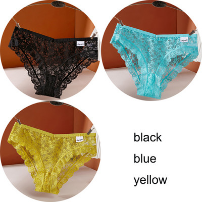 3 vnt / rinkinys apatinis trikotažas Seksualios moteriškos nėriniuotos kelnaitės Apatiniai apatiniai moteriški apatiniai kelnaitės 6 vienspalvės minkštos moteriškos kelnaitės intymios