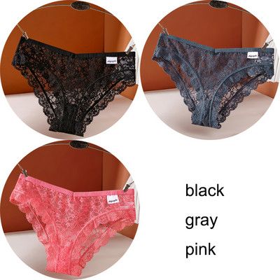 3 vnt / rinkinys apatinis trikotažas Seksualios moteriškos nėriniuotos kelnaitės Apatiniai apatiniai moteriški apatiniai kelnaitės 6 vienspalvės minkštos moteriškos kelnaitės intymios