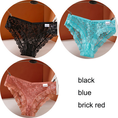 3 vnt / rinkinys apatinis trikotažas Seksualios moteriškos nėriniuotos kelnaitės Apatiniai apatiniai moteriški apatiniai kelnaitės 6 vienspalvės minkštos moteriškos kelnaitės intymios