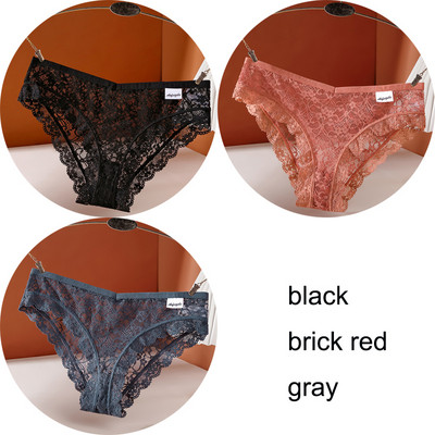 3 vnt / rinkinys apatinis trikotažas Seksualios moteriškos nėriniuotos kelnaitės Apatiniai apatiniai moteriški apatiniai kelnaitės 6 vienspalvės minkštos moteriškos kelnaitės intymios