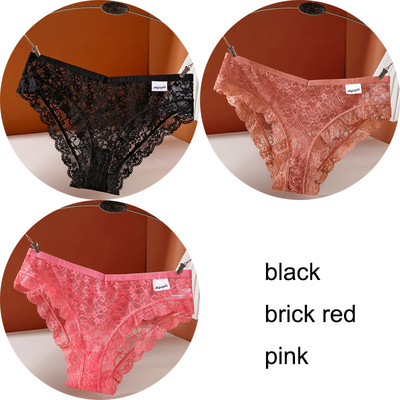 3 vnt / rinkinys apatinis trikotažas Seksualios moteriškos nėriniuotos kelnaitės Apatiniai apatiniai moteriški apatiniai kelnaitės 6 vienspalvės minkštos moteriškos kelnaitės intymios