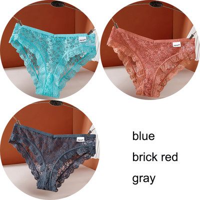 3 vnt / rinkinys apatinis trikotažas Seksualios moteriškos nėriniuotos kelnaitės Apatiniai apatiniai moteriški apatiniai kelnaitės 6 vienspalvės minkštos moteriškos kelnaitės intymios