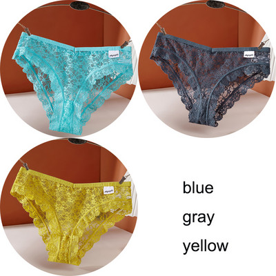 3 vnt / rinkinys apatinis trikotažas Seksualios moteriškos nėriniuotos kelnaitės Apatiniai apatiniai moteriški apatiniai kelnaitės 6 vienspalvės minkštos moteriškos kelnaitės intymios
