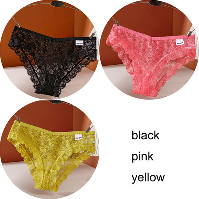 3 vnt / rinkinys apatinis trikotažas Seksualios moteriškos nėriniuotos kelnaitės Apatiniai apatiniai moteriški apatiniai kelnaitės 6 vienspalvės minkštos moteriškos kelnaitės intymios