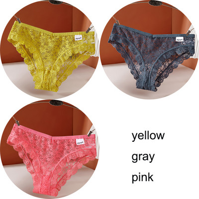 3 vnt / rinkinys apatinis trikotažas Seksualios moteriškos nėriniuotos kelnaitės Apatiniai apatiniai moteriški apatiniai kelnaitės 6 vienspalvės minkštos moteriškos kelnaitės intymios