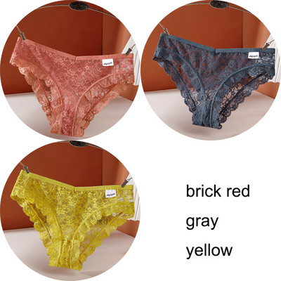 3 vnt / rinkinys apatinis trikotažas Seksualios moteriškos nėriniuotos kelnaitės Apatiniai apatiniai moteriški apatiniai kelnaitės 6 vienspalvės minkštos moteriškos kelnaitės intymios