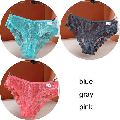 3 vnt / rinkinys apatinis trikotažas Seksualios moteriškos nėriniuotos kelnaitės Apatiniai apatiniai moteriški apatiniai kelnaitės 6 vienspalvės minkštos moteriškos kelnaitės intymios