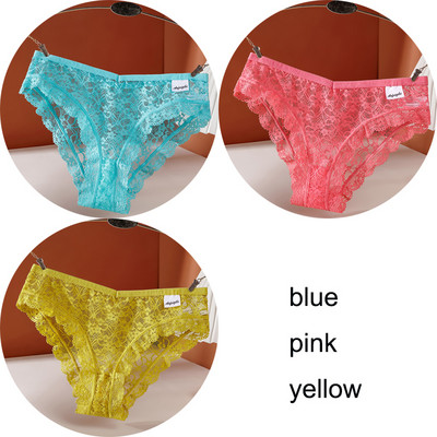 3 vnt / rinkinys apatinis trikotažas Seksualios moteriškos nėriniuotos kelnaitės Apatiniai apatiniai moteriški apatiniai kelnaitės 6 vienspalvės minkštos moteriškos kelnaitės intymios