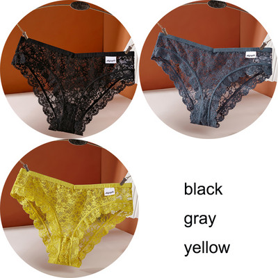 3 vnt / rinkinys apatinis trikotažas Seksualios moteriškos nėriniuotos kelnaitės Apatiniai apatiniai moteriški apatiniai kelnaitės 6 vienspalvės minkštos moteriškos kelnaitės intymios