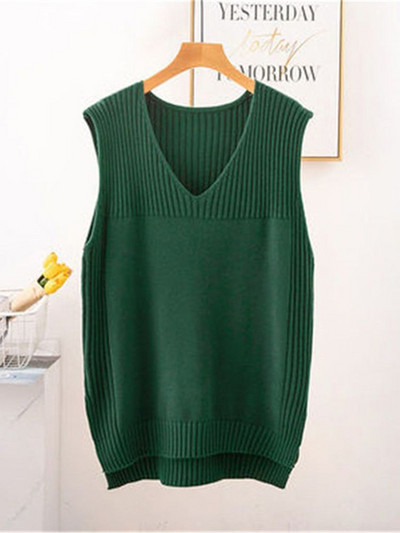 Coreeană Nouă Moda Femei Vestă Femei Pulover tricotat Topuri Fără mâneci Pulovere Femei Şcoală Vestă Pull Femme 3XL 4XL