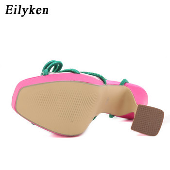 Eilyken 2023 New Runway Style Platform Γυναικεία σανδάλια Σέξι τετράγωνο λουράκι με αγκράφα με ψηλοτάκουνα παπούτσια για σύλλογο