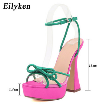Eilyken 2023 New Runway Style Platform Дамски сандали Секси квадратни пръсти на глезена, катарама, каишка, високи токчета, масивни клубни обувки
