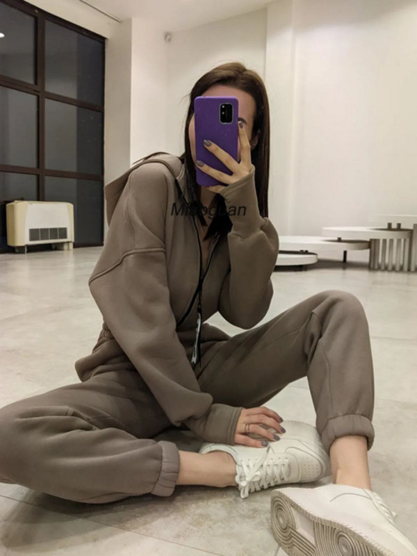 Salopetă sport din lână Combi pentru femei Îmbrăcăminte sportivă pentru femei cu mânecă lungă, cu fermoar, salopete, salopete 2022, toamnă iarnă