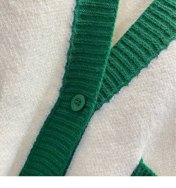 Черни зелени жилетки с бод Пролет Есен Зима Плетена ретро жилетка Модни дамски елегантни дамски пуловери 2022 г. Дамски палта
