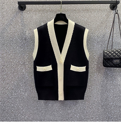 Čierno-zelené stehové vesty, jar, jeseň, zima, pletený vintage kardigan, módna dámska elegantná dámska vesta, 2022, dámske kabáty