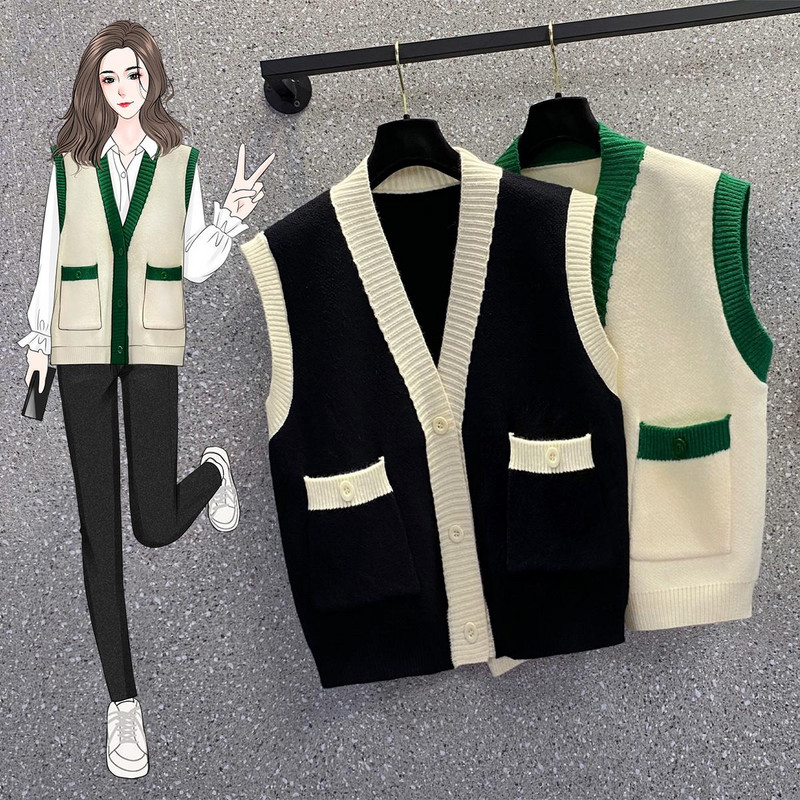 Čierno-zelené stehové vesty, jar, jeseň, zima, pletený vintage kardigan, módna dámska elegantná dámska vesta, 2022, dámske kabáty