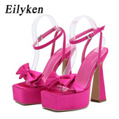 Eilyken Seksi Ženske sandale na visoke pete s otvorenim prstima s leptir čvorovima