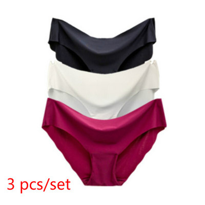 3 ks ľadovo hodvábne bezšvové spodné prádlo, dámske pohodlné, štýlové, dámske spodné prádlo so stredným pásom, dámske sexy spodné prádlo