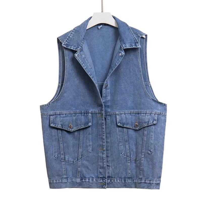 2023Nová jarná jesenná džínsová vesta, dámska vintage stredne dlhá džínsová bunda, dámska ležérna vesta bez rukávov, kovbojský kabát, dámske topy