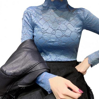 Ženska elegantna bluza s izdubljenom čipkom s laticama cvijeta, osnovna bluza dugih rukava, uska košulja