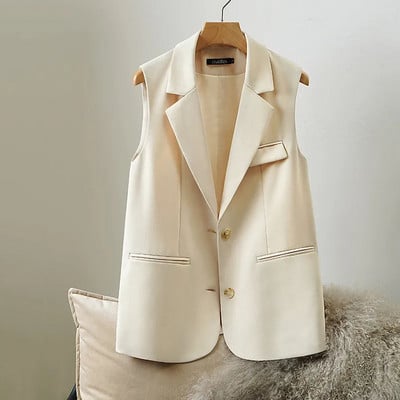 Pavasario rudens moterų kostiumas, liemenė, paltas Naujas 2023 m. madingas berankovis švarkas Liemenė švarkas Moteriški biuro moteriški viršutiniai drabužiai, laisvalaikio viršus